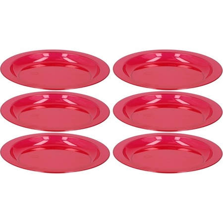 6x Rode plastic borden/bordjes 20 cm