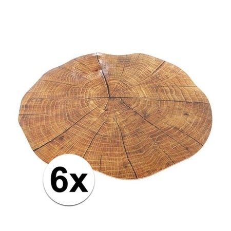 6x tree stump placemat 38 cm