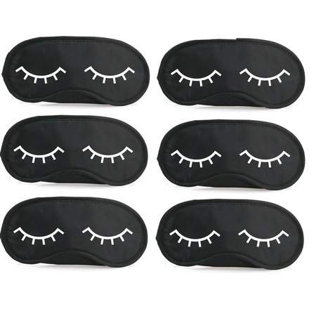 6x Slaapmaskers met slapende oogjes zwart/wit