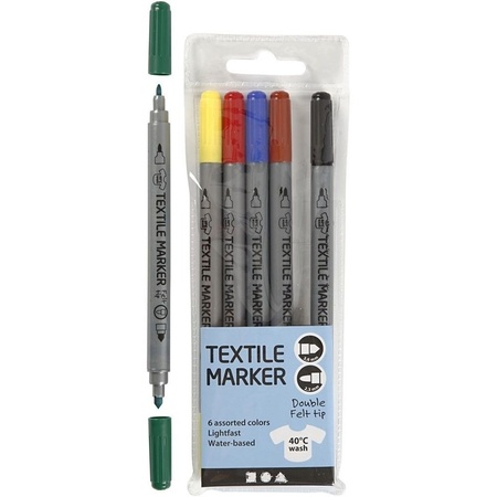 6x Standard colors fabric markers 2 points