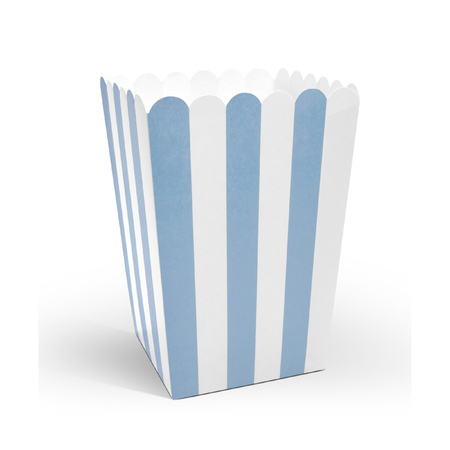 6x pieces Paper popcorn trays blue 7,5 x 7,5 x 12,5 cm
