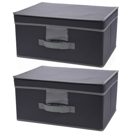 6x pieces gray storage box / storage box with lid 39 cm