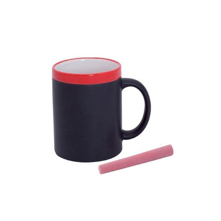 6x stuks krijt mokken in het rood - beschrijfbare koffie/thee mokken/bekers