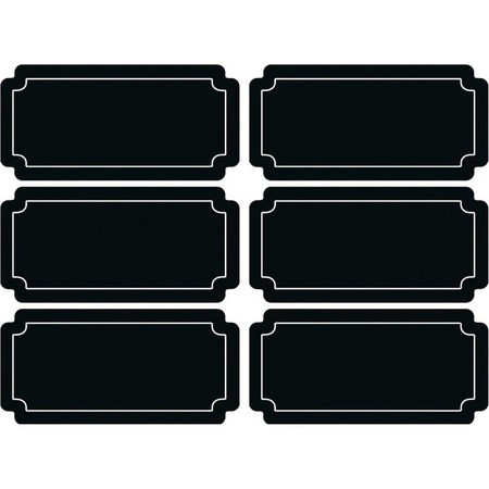 6x stuks Krijtbord voorraadkast etiketten/stickers rechthoekig