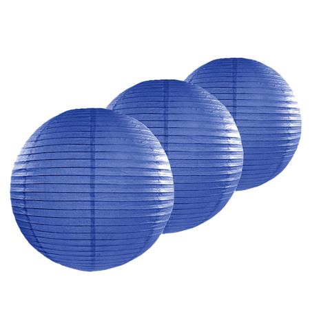 6x pieces luxurious dark blue paper lanterns 50 cm