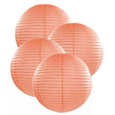 6x pieces luxurious peach paper lanterns 35 cm