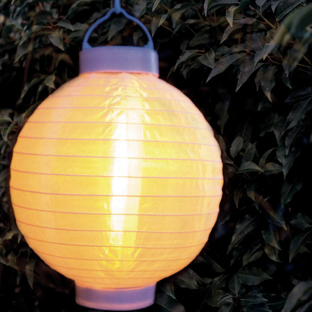 6x stuks luxe solar lampion/lampionnen wit met realistisch vlameffect 20 cm 
