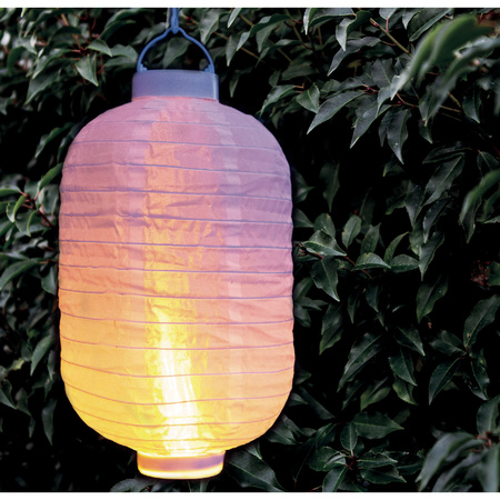 6x stuks luxe solar lampion/lampionnen wit met realistisch vlameffect 20 x 30 cm 