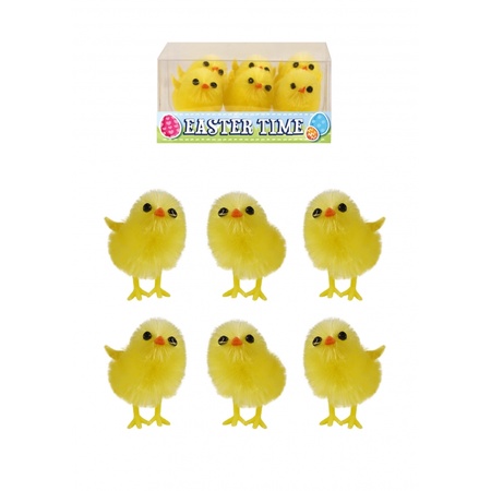 6x pieces Easter chicks yellow 3,5 cm