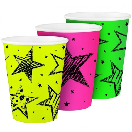 Neon paper cups 6x pieces