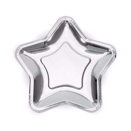 6x pieces Silver plates star 18 cm