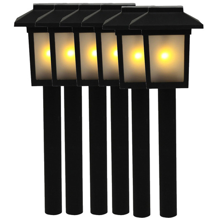 6x Gardenlight solar torch with flame effect 34,5 cm