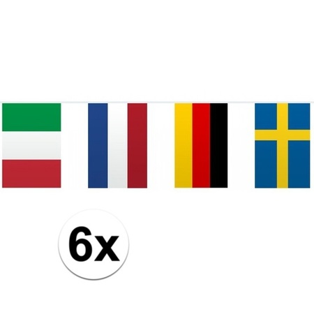 6x Vlaggenlijn Europa 10 meter
