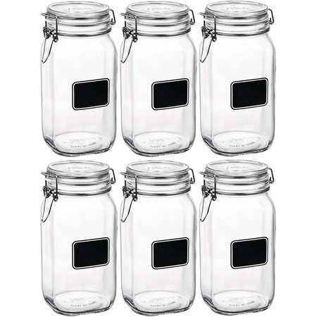 6x Weck jars with chalkboard 1,5 L transparent