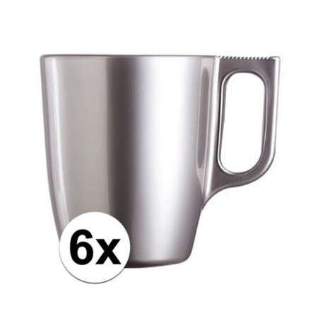 6x Zilveren koffie bekers/mokken 250 ml