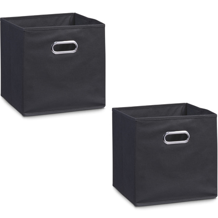 6x Black storagebaskets/boxes 32 x 32 cm