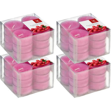 72x Scented tealights candles cranberry/pink 4 hours