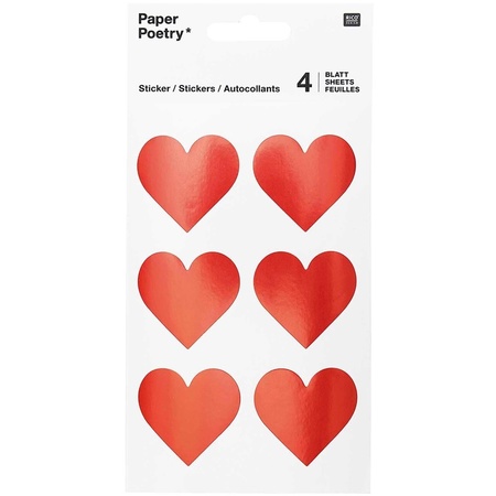 Red heart stickers 72 pieces