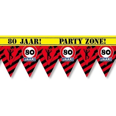 80 years party tape/marker ribbon warning 12 m decoration