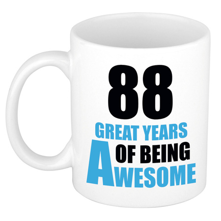 88 great years of being awesome - gift mug white and blue 300 ml