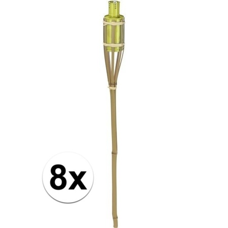 8x Bamboo garden torch yellow 65 cm