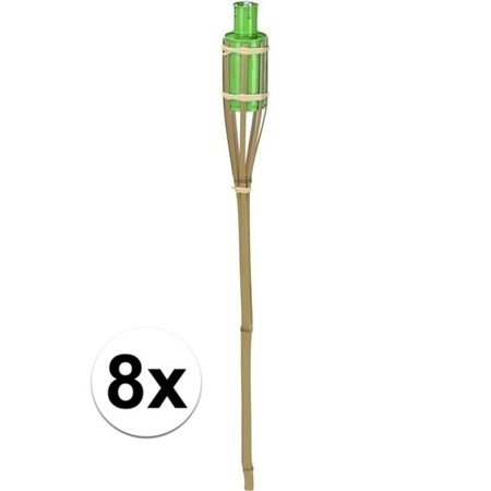 8x Bamboo garden torch green 65 cm