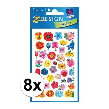 8x Bloemen stickers 2 vellen