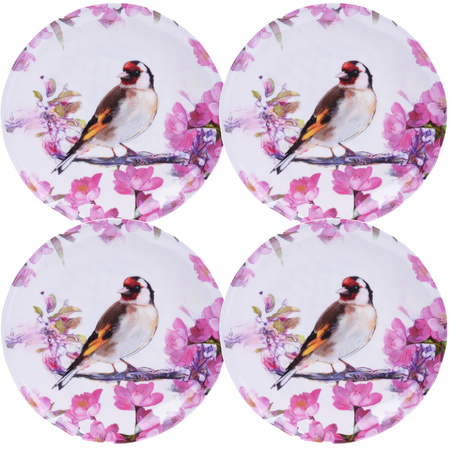 8x Plates with Goldfinch bird/animal print melamine 27 cm