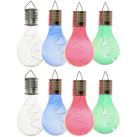 8x Outdoor LED white/blue/green/red bulbs solar light 14 cm