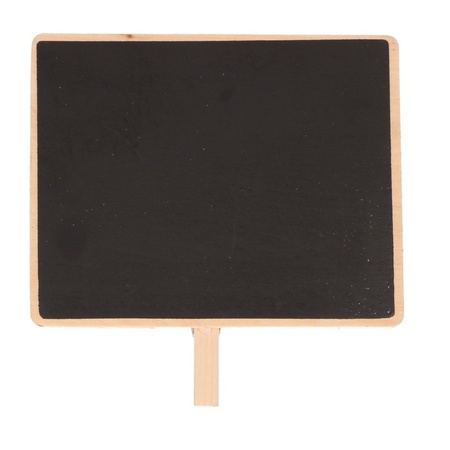 8x Wooden memo chalkboard with clip 15 x 12 cm