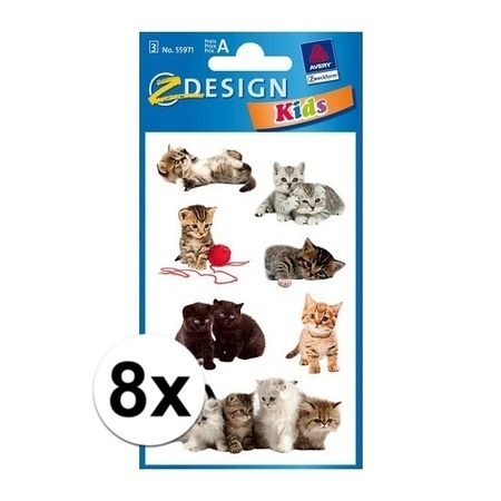 8x Kitten stickers 3 vellen