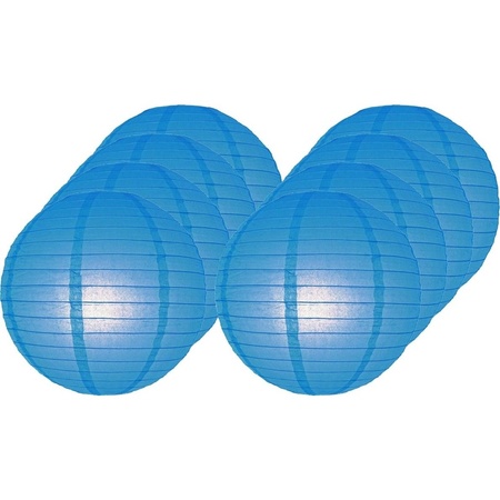 8x Luxurious blue paper lanterns 25 cm