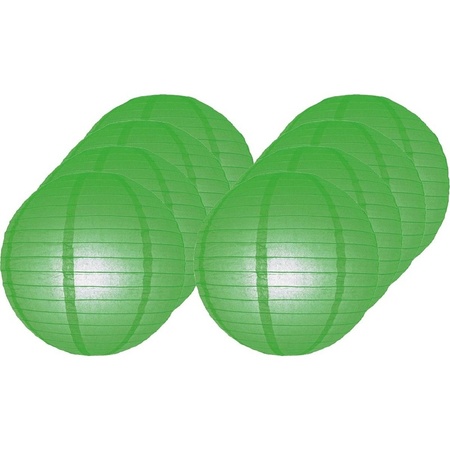 8x Luxurious green paper lanterns 25 cm