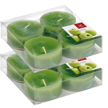 8x Maxi scented tealights candles apple/green 8 hours