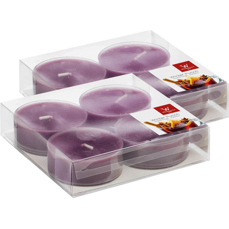 8x Maxi scented tealights candles blackberry/purple 8 hours
