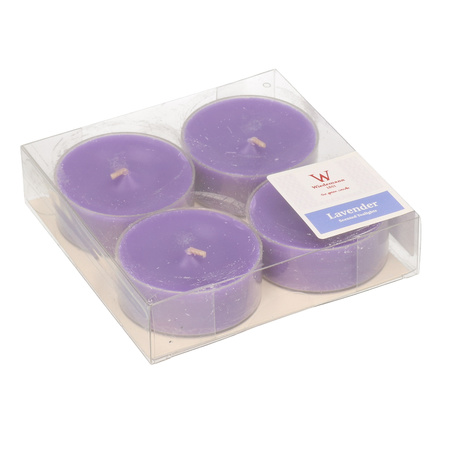 8x Maxi geurtheelichtjes lavendel/paars 9 branduren