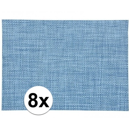 8x Placemat braided blue 45 x 30 cm