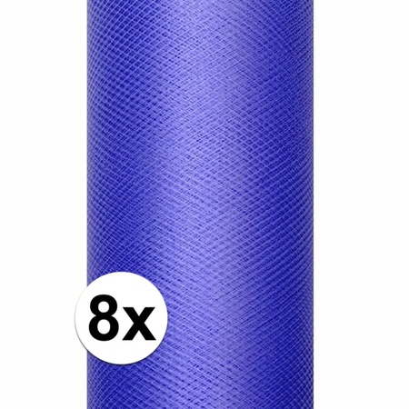 8x rollen tule stof blauw 0,15 x 9 meter