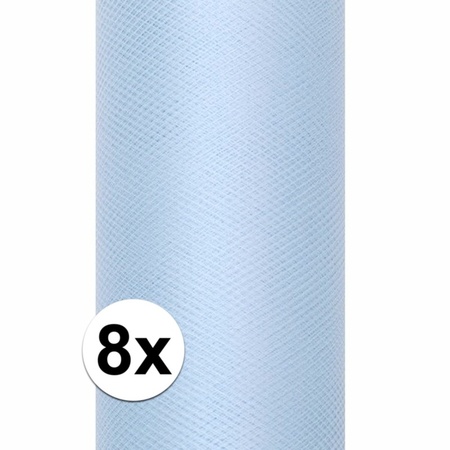 8x rolls of  light blue tulle 0,15 x 9 meter