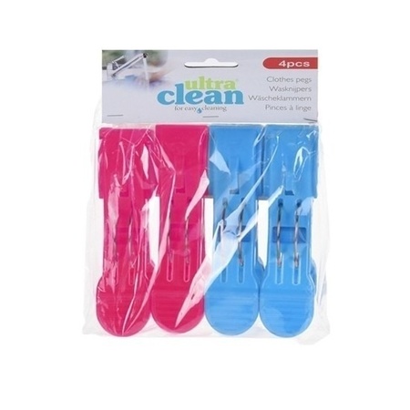 8x Roze en blauwe handdoek knijpers 13 cm