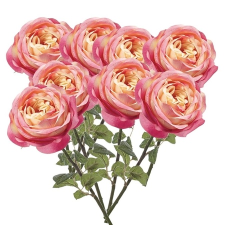 8x Roze rozen kunstbloemen 66 cm