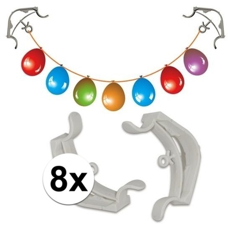8x Slingers/decoratie ophangen hoekklemmen wit