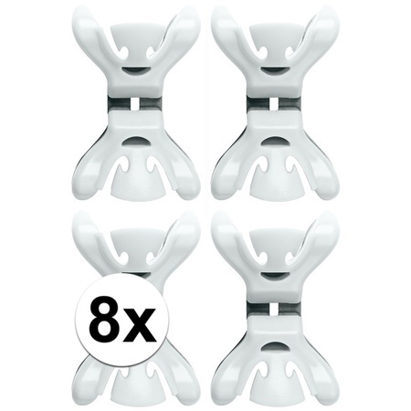 8x Slingers/decoratie ophangen slingerklemmen wit