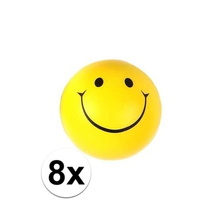 8x Smiley stressbal 6 cm