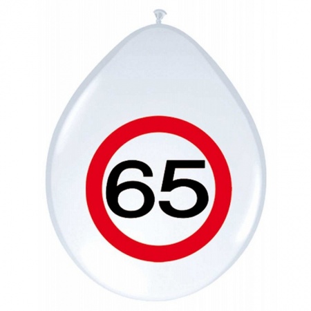 8x Balloons 65 years road sign