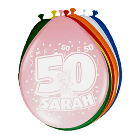 8x stuks Ballonnen versiering 50 jaar Sarah