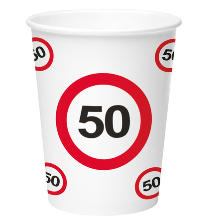 8x drink cups of papier in 50 years birthday theme 350 ml
