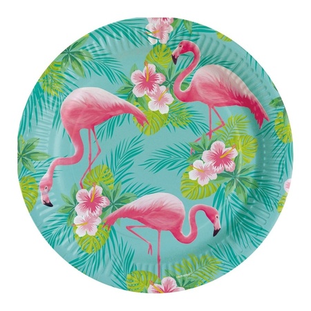 8x Flamingo party plates 23 cm