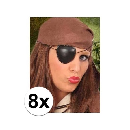 8x stuks Piraten ooglapjes zwart
