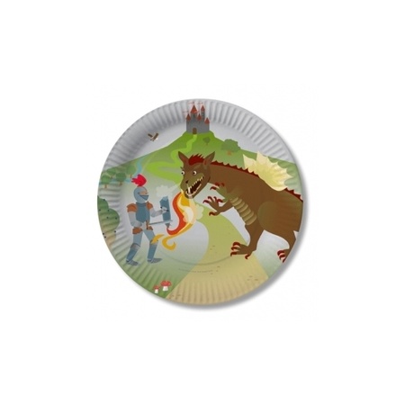 8x party plates dragon and knights design 23 cm
